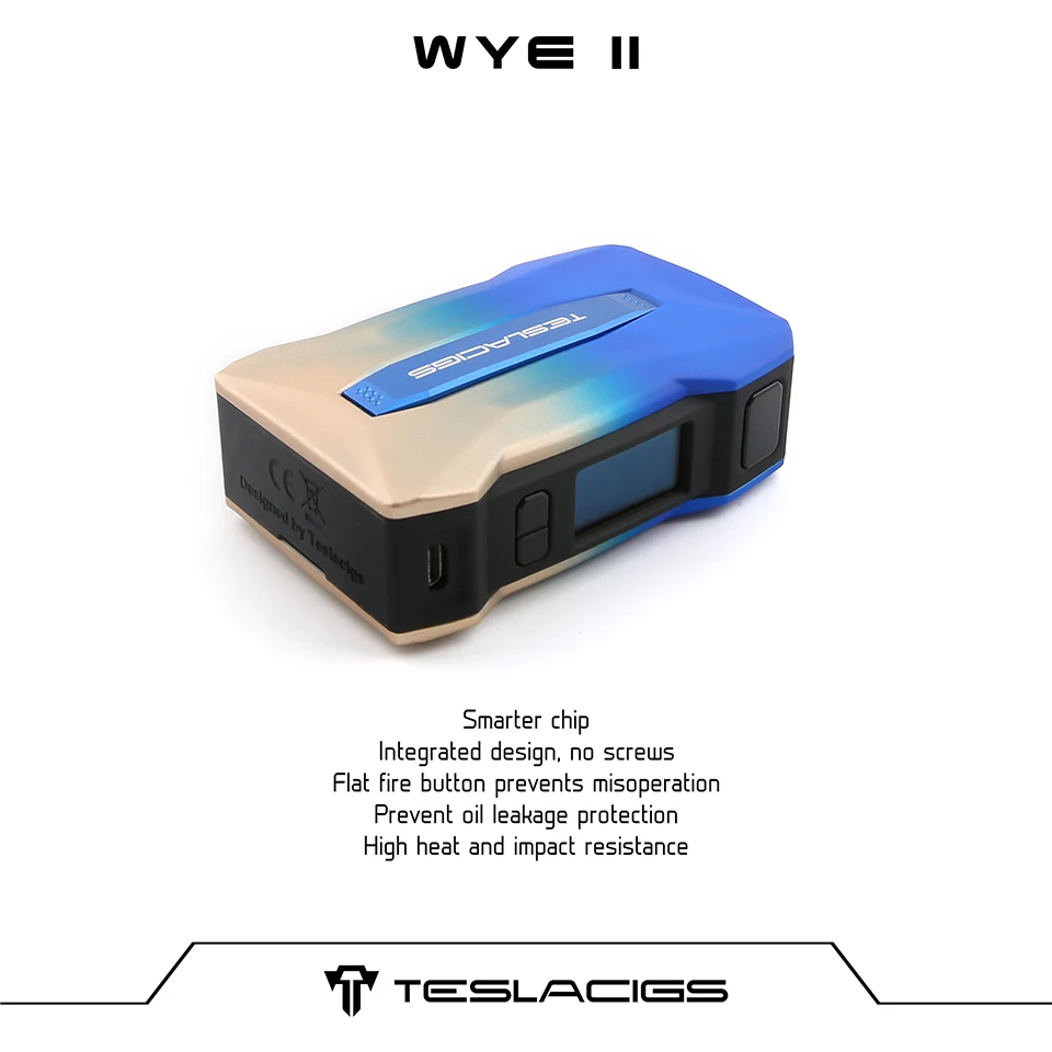 Оригинальный Tesla WYE II 215 Вт TC коробка мод Teslscigs 2 пара дюймов 0 96 цветной экран
