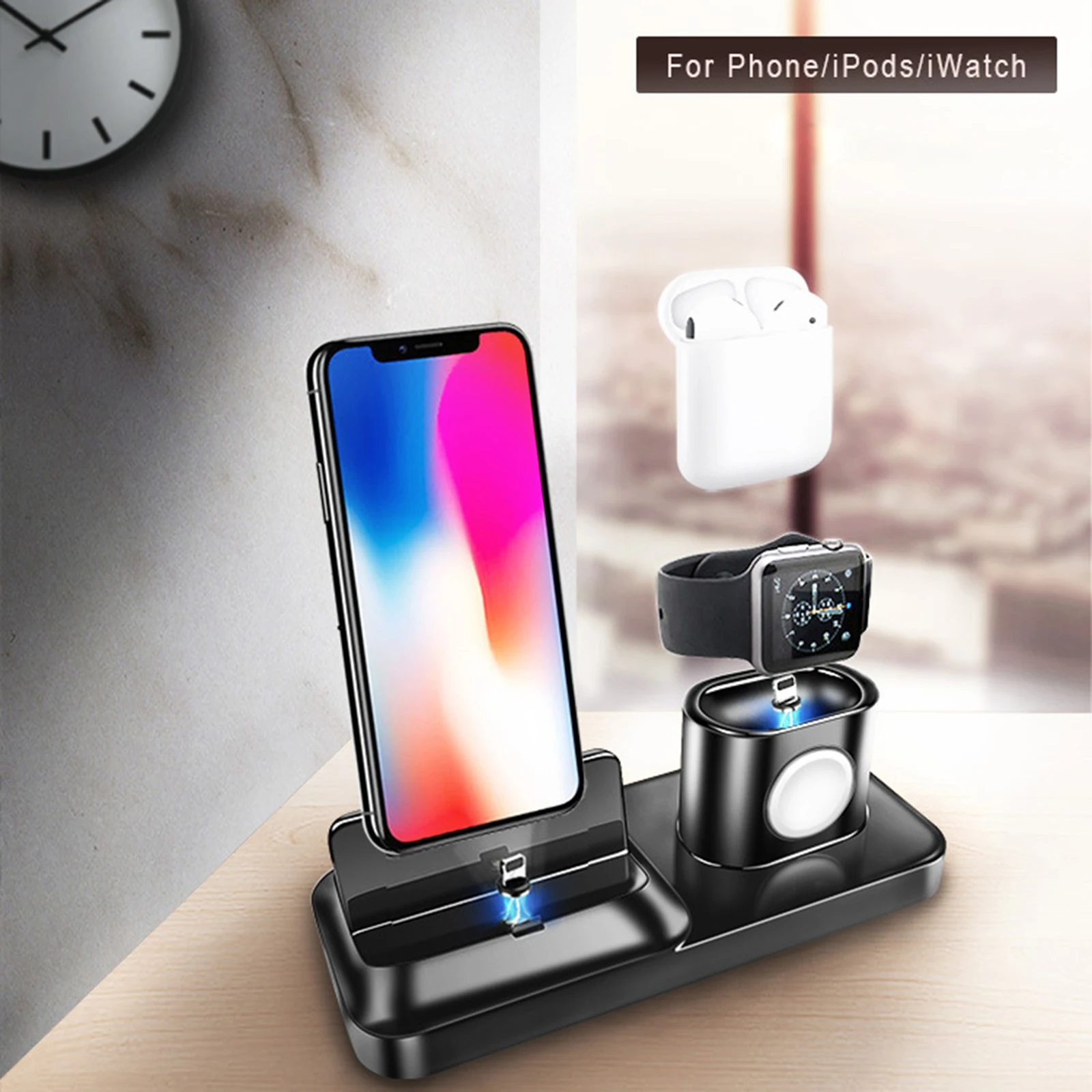 3 в 1 Магнитный Держатель зарядного устройства для телефона iPhone для AirPods/iWatch Беспроводная зарядная док-станция