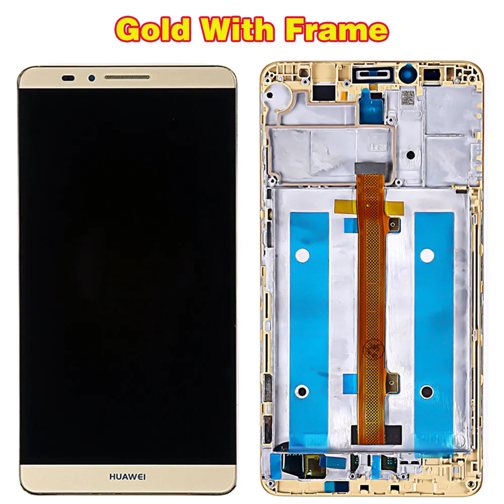 Huawei mate 7 ЖК-дисплей сенсорный экран дигитайзер панель в сборе 6,0 дюймов 1920*1080 рамка с бесплатным закаленным стеклом и стеклом