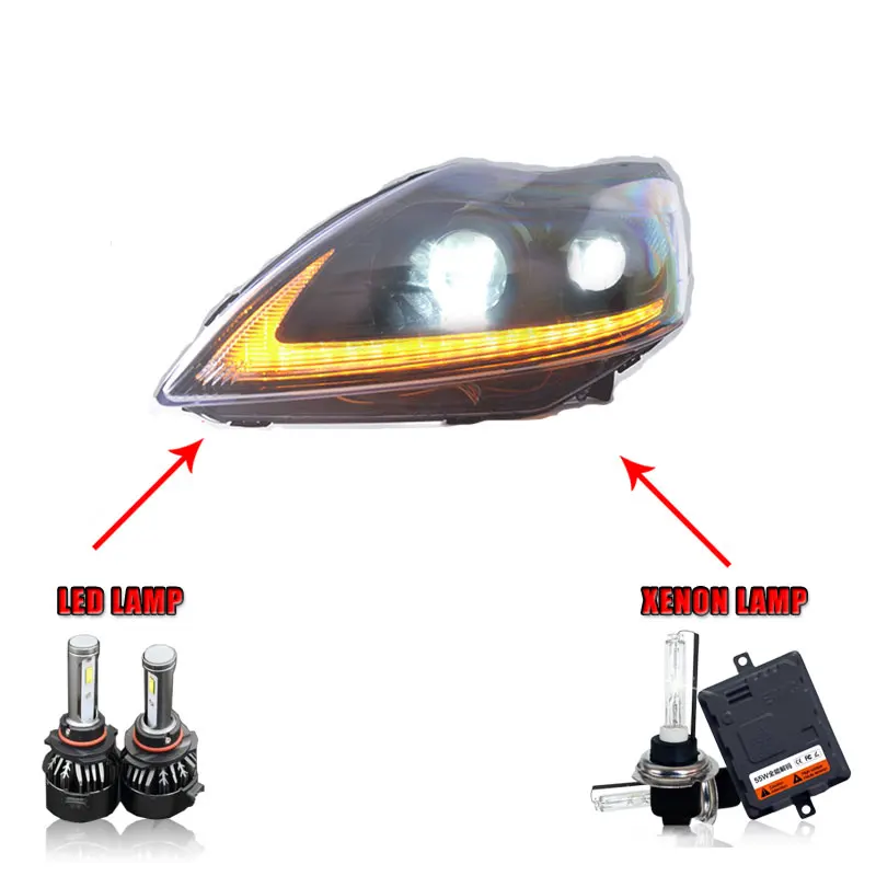 LED high beam 2 шт. светодиодный головной светильник s для ford focus 2009-2013 Автомобильный светодиодный светильник s двойной ксеноновый Объектив Автомобильные аксессуары дневные ходовые огни противотуманный светильник - Цвет: LED high beam
