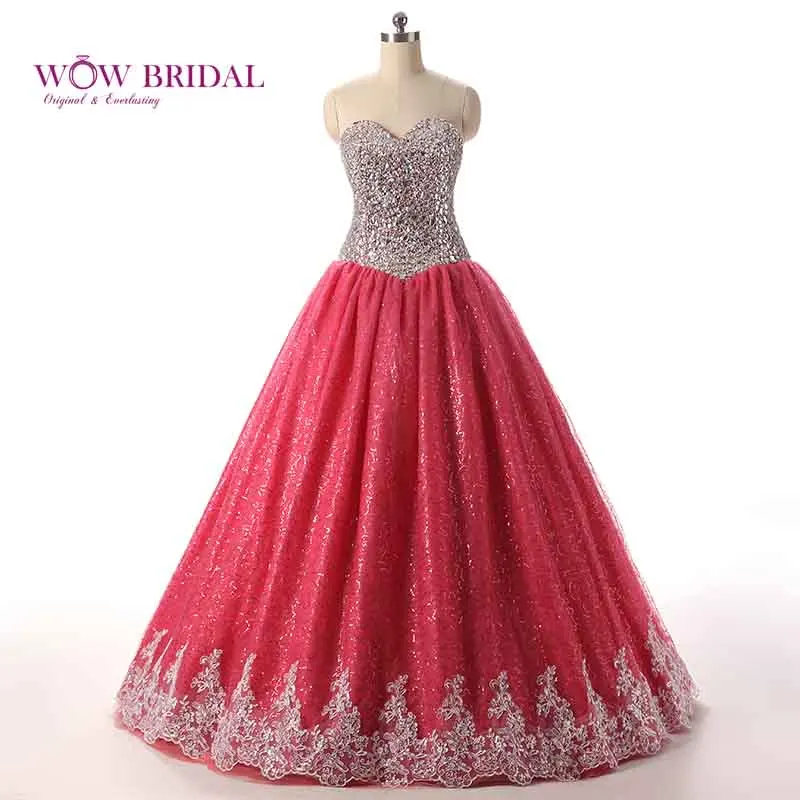 Платье Wowbrida с кристаллами стекла коралловые платья Quinceanera курткой элегантное
