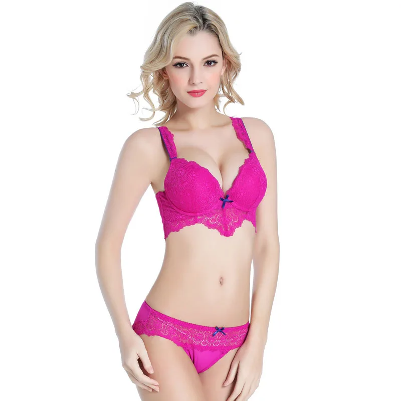 High Quality Women Intimates Padded Double Push Up Bra Set Victoria Underwear Sexy Transparent Panty Female Lingerie N211 | Женская