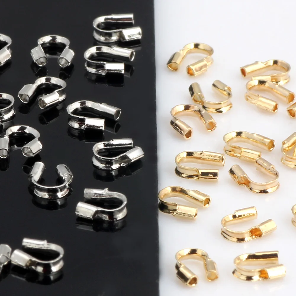 

OlingArt use wire Dia 0.4-1.0MM Copper "U" shaped tube 120pcs Plating Rhodium/KC Gold Crimp Various cords DIY Jewelry Making NEW
