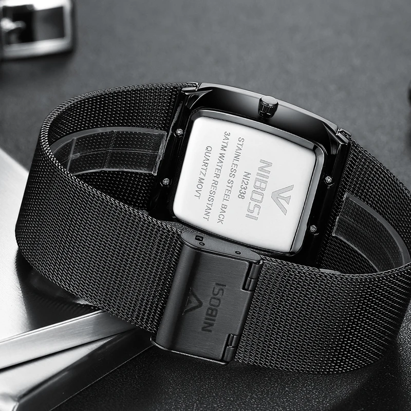 Мужские кварцевые спортивные часы NIBOSI модные брендовые с ремешком из стали