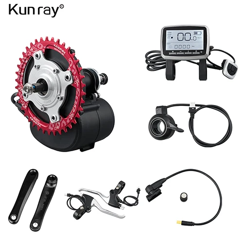 48V Red silver Kunray E велосипед среднего привода двигателя 500 Вт 48 в 36 В Электрический велосипед конверсионный комплект TSDZ2 VLCD5 дисплей Датчик крутящего момента CNC кольцо для цепного колеса - Цвет: 48V Red silver