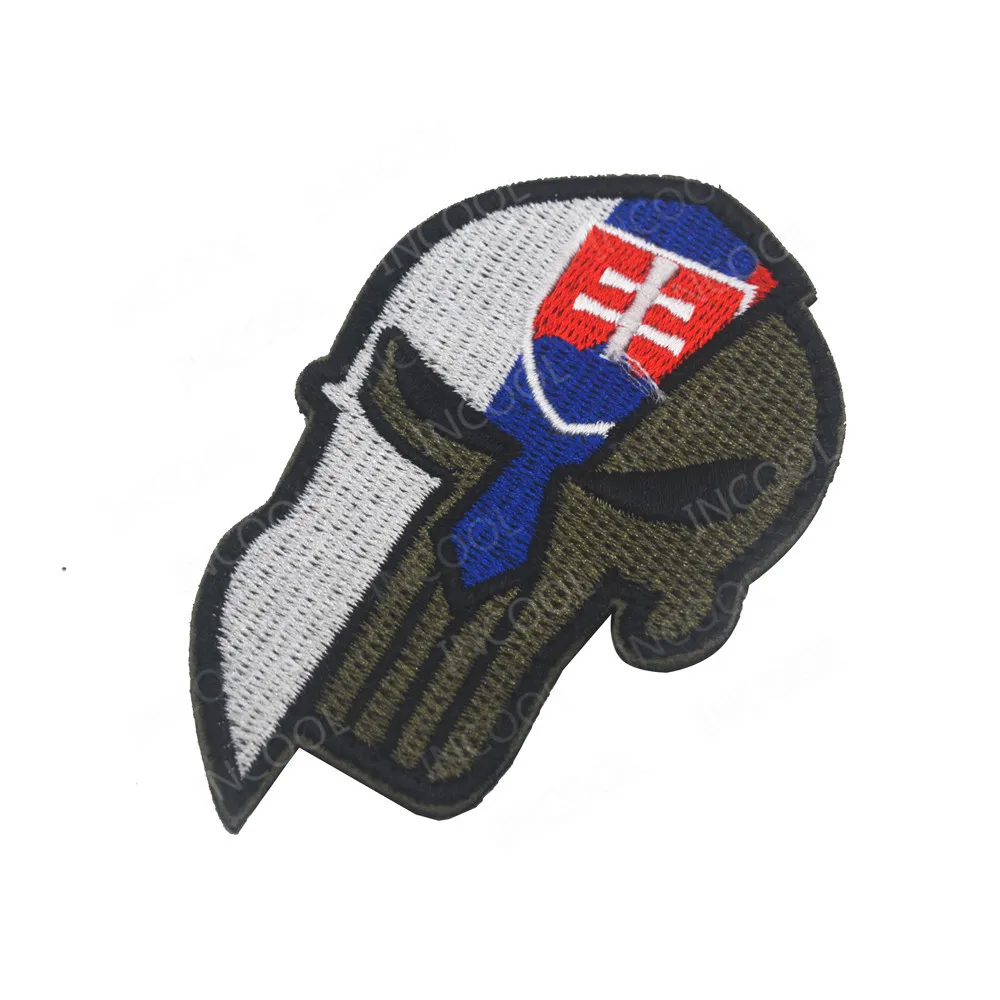 Skull Patch Словацкий Словакия флаг вышивка нашивка Молон Лабе череп армейские военные тактические нашивки для поднятия боевого духа эмблема с аппликацией в виде эмблемы с вышивкой - Цвет: Skull Patch