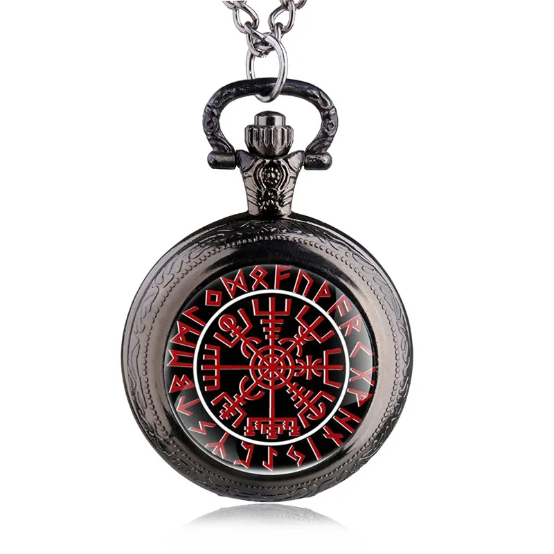 Античный Черный/Бронзовый/Серебряный компас викингов карманные часы ожерелье