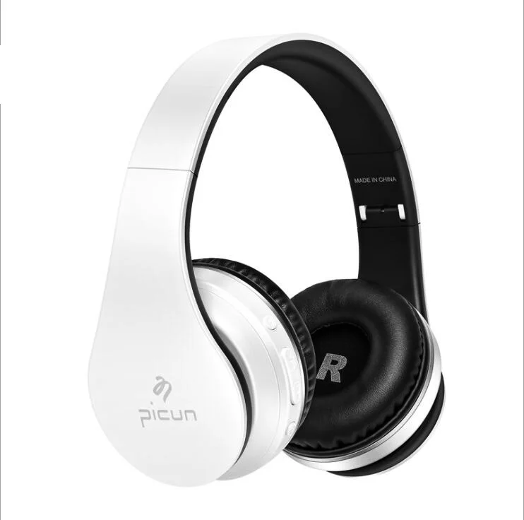 Black White Picun P16 беспроводные Bluetooth стерео бас наушники с микрофоном FM радио музыка Спорт Бег гарнитуры TF MP3 игровая гарнитура - Цвет: Black White