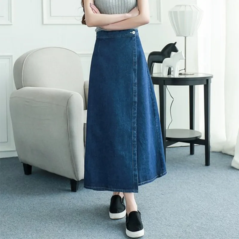 Бесплатная доставка 2018 новые модные длинные макси трапециевидные юбки женские с