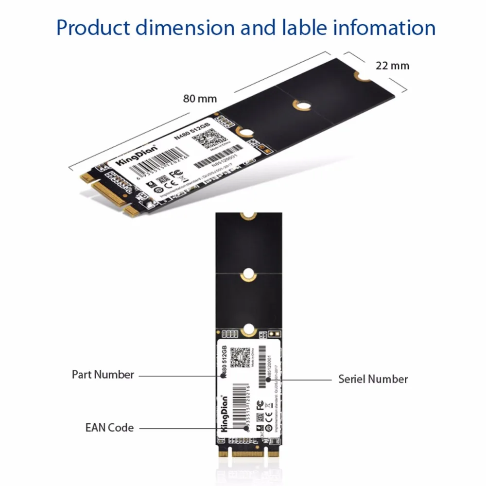 KingDian SSD NGFF 512 ГБ M.2 2280 мм Внутренний твердотельный диск жесткий диск с высоким качеством для компьютера ноутбука(N480 512 ГБ