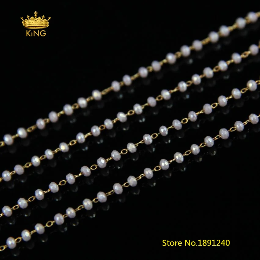 5 метров 2x3 мм граненые стеклянные бусины цепи цепочка Розария серые розовые AB