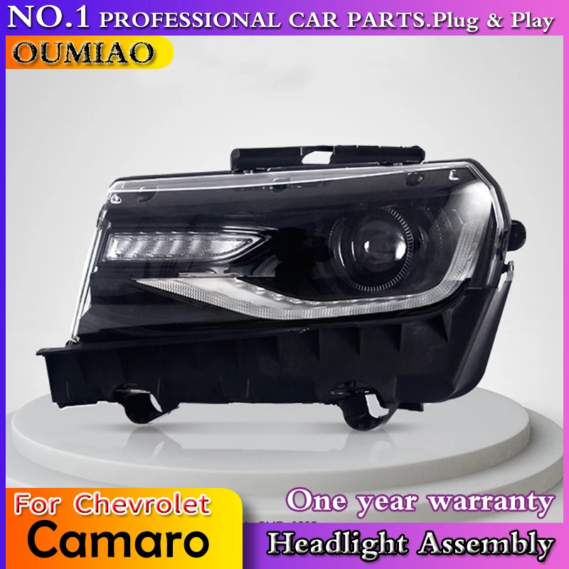 OUMIAO светодиодный фары налобный фонарь для Chevrolet Camaro 2009- фар автомобиля двойной ксеноновой линзы светодиодный DRL Желтый поворотный разъем и p