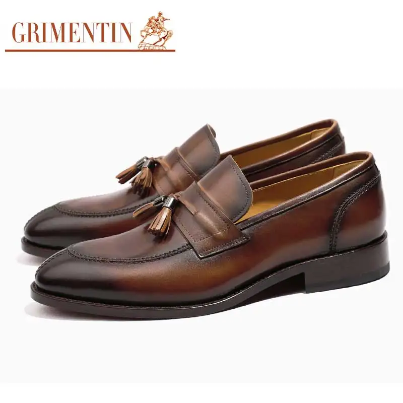 GRIMENTIN goodyear/мужские лоферы ручной работы из натуральной кожи модная мужская