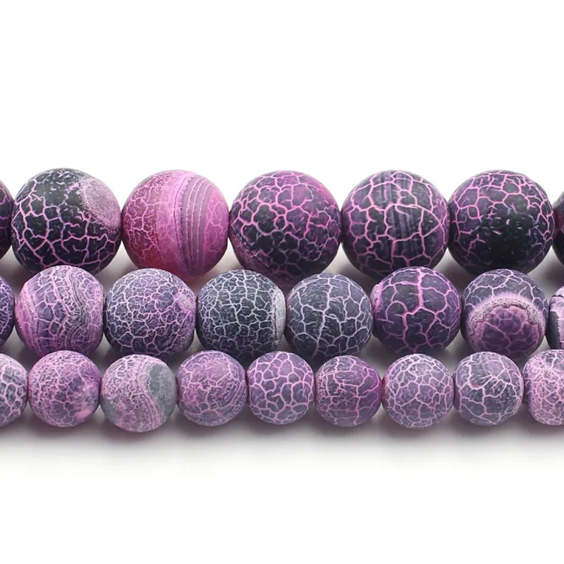 Матовые матовые круглые фиолетовые красные Огненный Дракон вены агат 6 8 10 мм