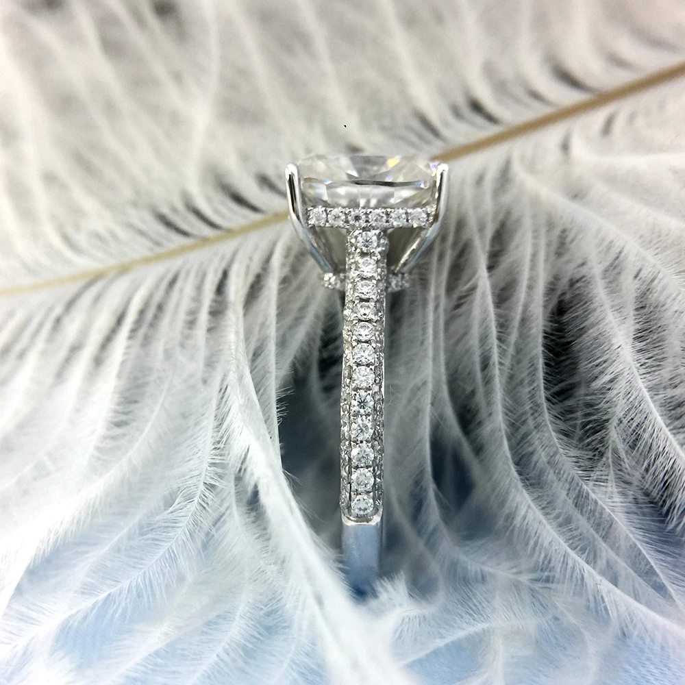 Твердое белое золото 18 K 3ct 7x11mm F цвет подушки разрезанный Муассанит кольцо обручальное и обручальное кольцо для Wonen
