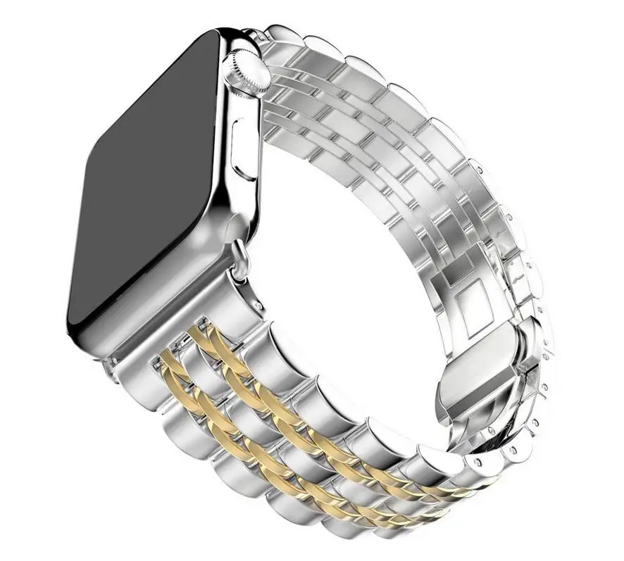100 шт. Нержавеющая сталь 7 Points, ремешок для наручных часов для Apple Watch, версии 4/3/2/1 38 мм 42 мм наручных часов Iwatch, ремешок черный, Серебристый Цвет Бабочка застежка браслета