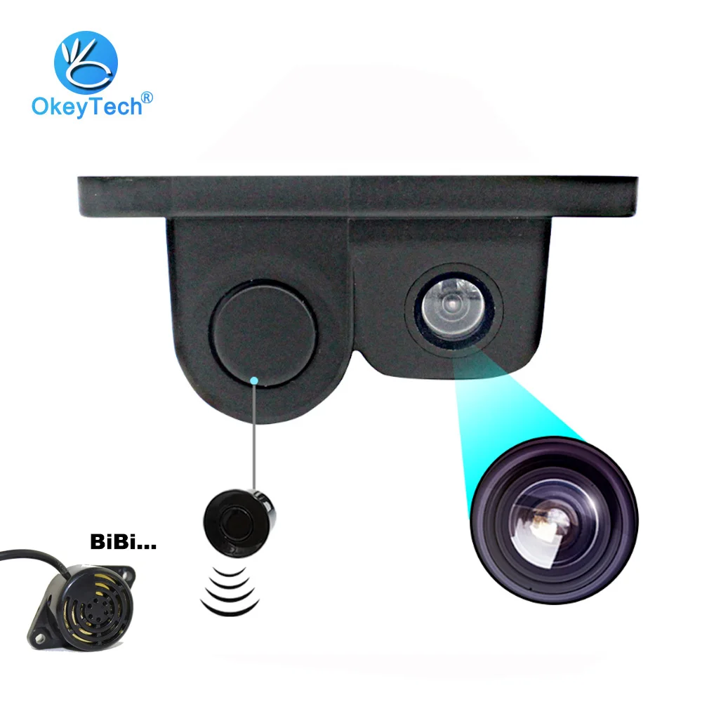 

OkeyTech 170 Degree Viewing Angle HD Waterproof 2 in 1 Car Rear View Detector Probe Backup Camera with Radar Auto Parking Sensor