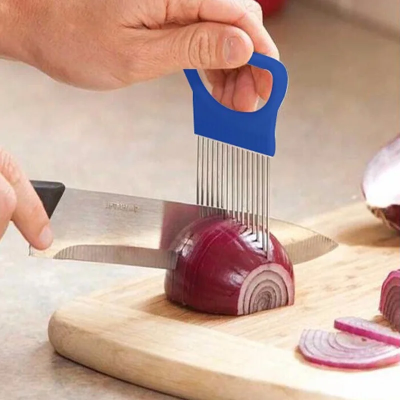Onion Tomato Pepper Vegetables Slicer Cutting Aid Holder Slicing Cutter Guide Safe Fork | Дом и сад