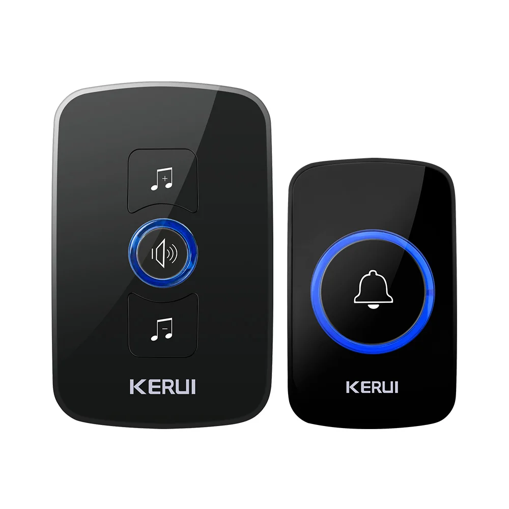Doorbell kit1-black KERUI, высокое качество, Домашняя безопасность, беспроводной, добро пожаловать, Аварийная сигнализация, дверной звонок, 433 МГц, входная дверь, оповещение, водонепроницаемая кнопка, дверной звонок - Цвет: Doorbell kit1-black