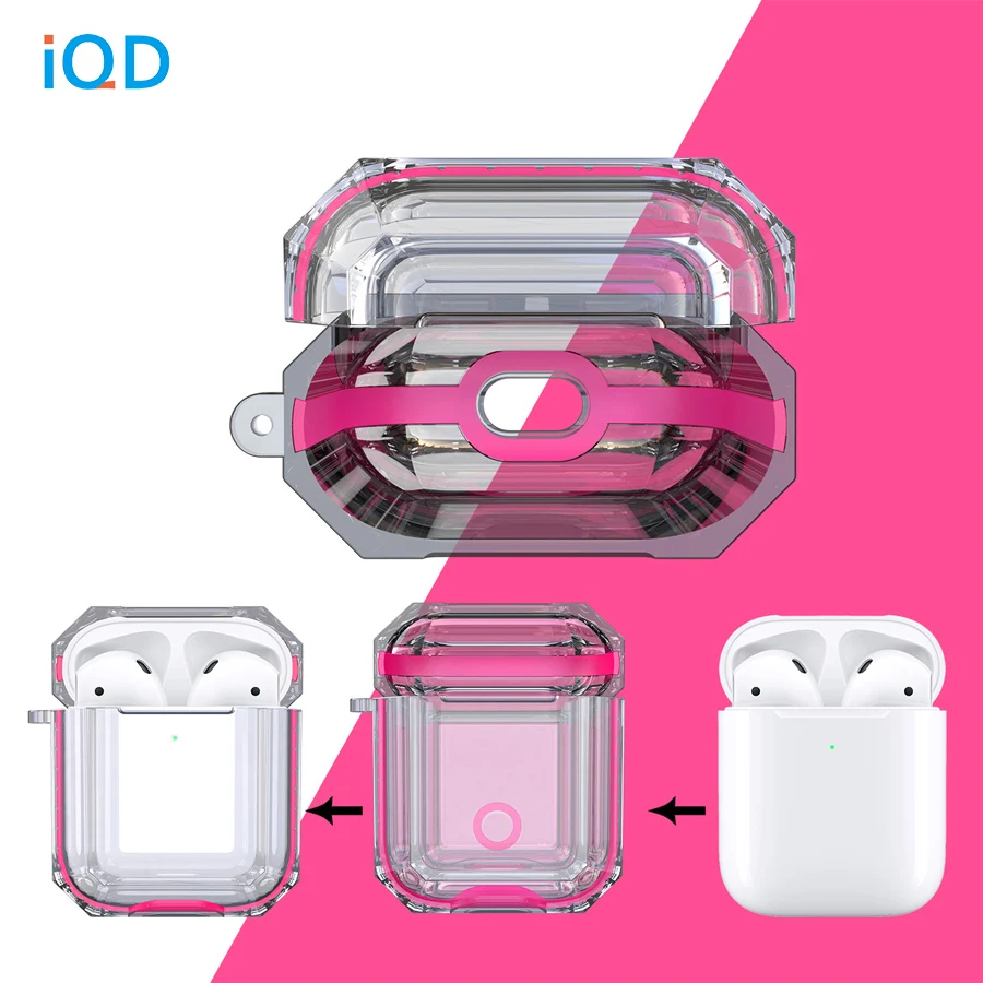 IQD для Apple AirPods чехол для зарядки 2nd Gen 1st прозрачный жесткий ТПУ Бампер защитный чехол кожа Прозрачный ударопрочный мягкий пластик