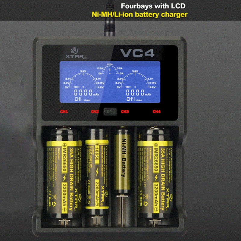 Великобритания VC4 ЖК-экран USB зарядное устройство AA AAA 18650 14500 32650 Li-Ion Ni-MH