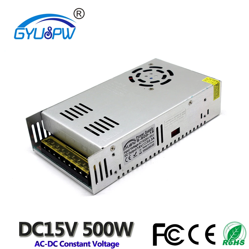 Переключатель питания DC15V 500W одиночные Выходные Трансформаторы 110V 220V AC DC адаптер
