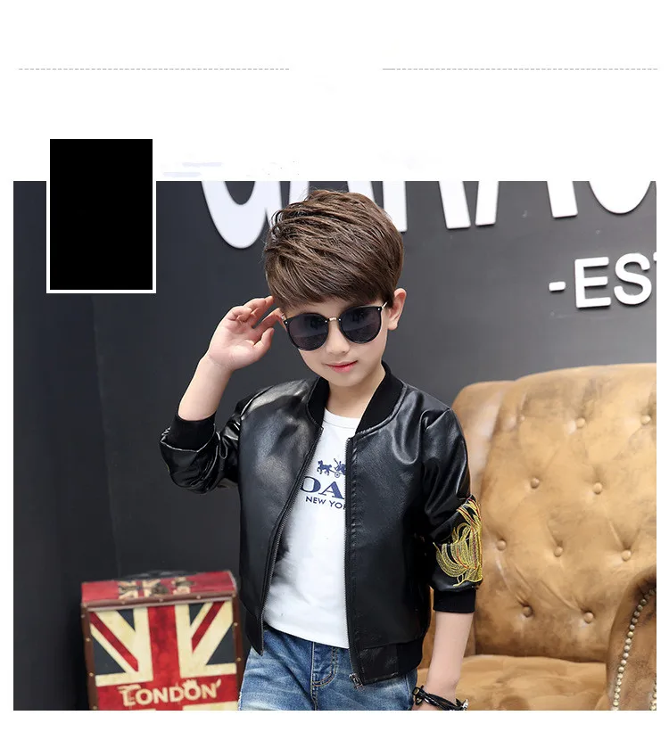 Giacca in pelle per bambini moda primavera e autunno Ragazzi Ragazze in pelle babero in pelle giacca corta in pelle
