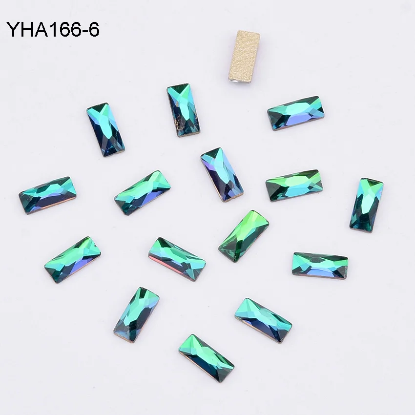 YHA166-6 10 шт. Стразы для ногтей прямоугольник 3x7 мм с плоским основанием, для ногтей украшения камней ногтей искусство dekor бриллианты Маникюр decoracion YHA166 - Цвет: YHA166-6