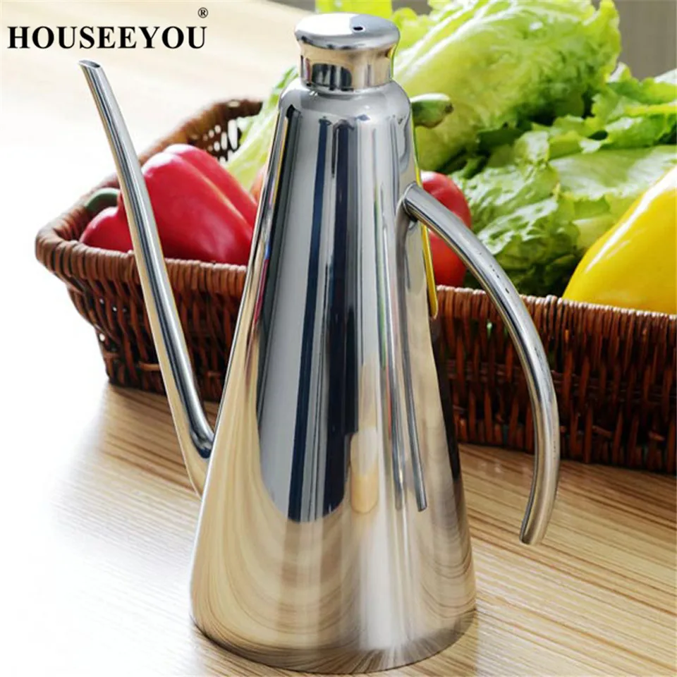 HOUSEEYOU 500/1000ml Stainless Steel Oil Olive Pots Dispenser Sauce Vinegar Batcher Can Bottle Pot Kitchen Accessories Storage | Дом и сад