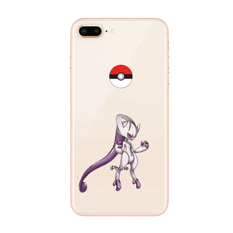 Тонкая мягкая задняя крышка Pokemons Pikachue Transapent TPU для iPhone XS MAX 4S 7 plus 6 s Plus 5 5S 8