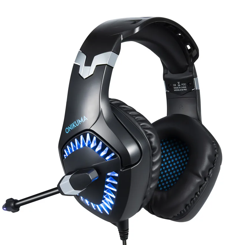 ONIKUMA K1 Pro PS4 игровая гарнитура ПК стерео наушники с гарнитурой шлем с микрофоном светодиодный светильник для нового Xbox One ноутбука планшета мобильного