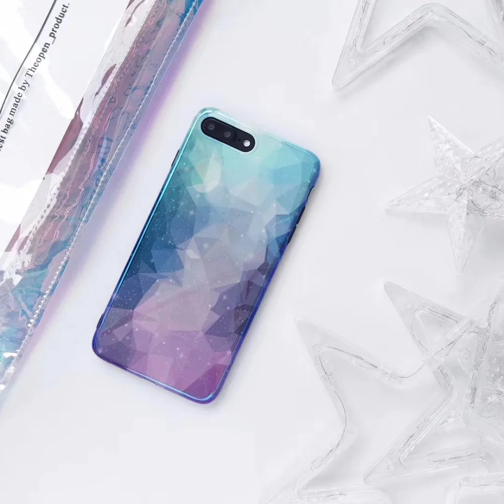 Zmasi градиент Цвет Геометрия телефона чехол для iPhone X 7 8 плюс мягкий Blue-Ray телефон