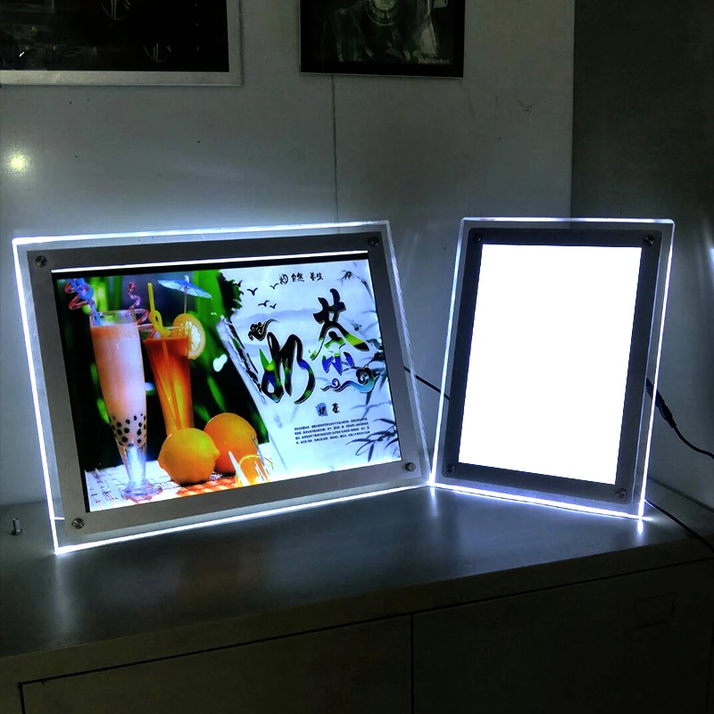 Высокая яркость A4 акриловая рамка со светодиодной осветительный