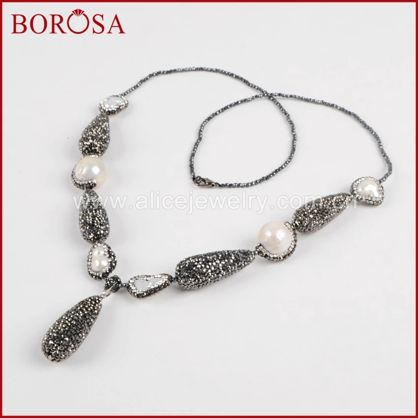 BOROSA Druzy природной произвольной формы жемчуг и капли горный хрусталь проложить