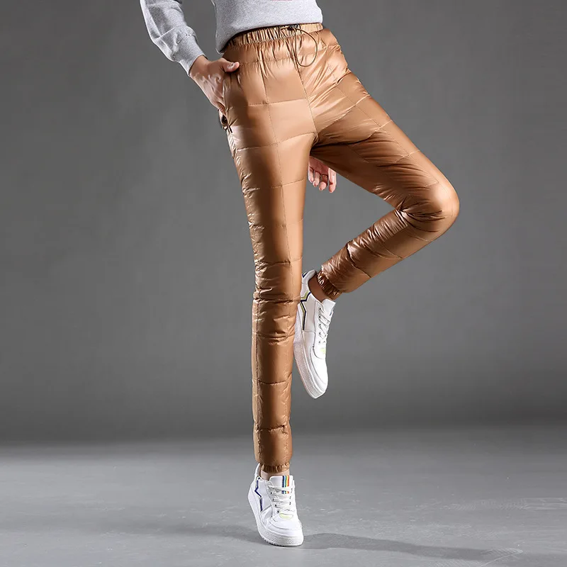 Женские зимние брюки карандаш с подкладкой на 80% утином пуху|trousers ladies|down trouserspencil