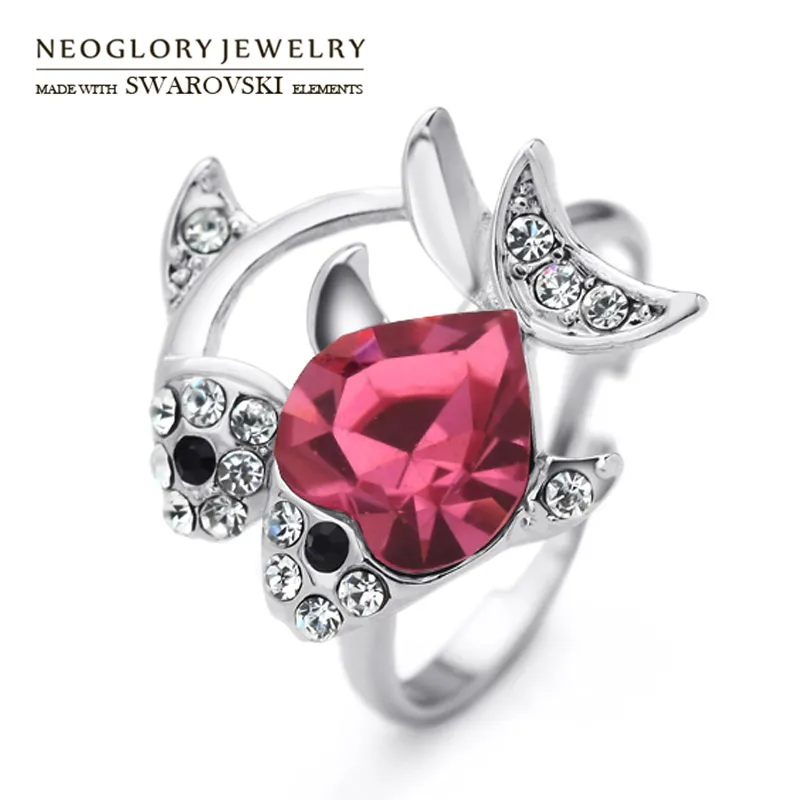 Neoglory австрийский кристалл и горный хрусталь регулируемое кольцо для пальцев