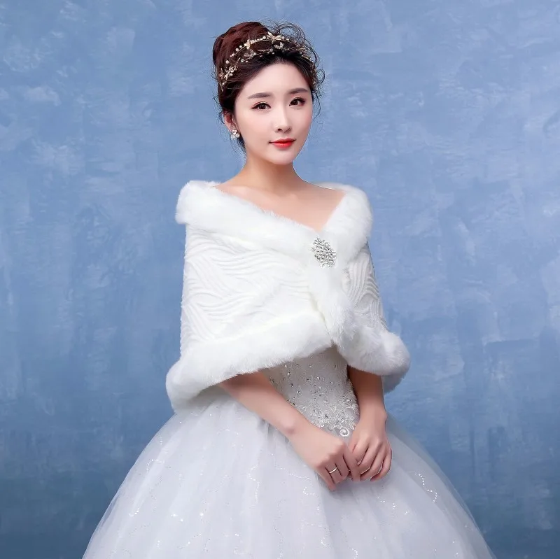 Красивые Теплые Зимние Женщины Свадебный Платок Невесты Wrap Кабо Искусственного