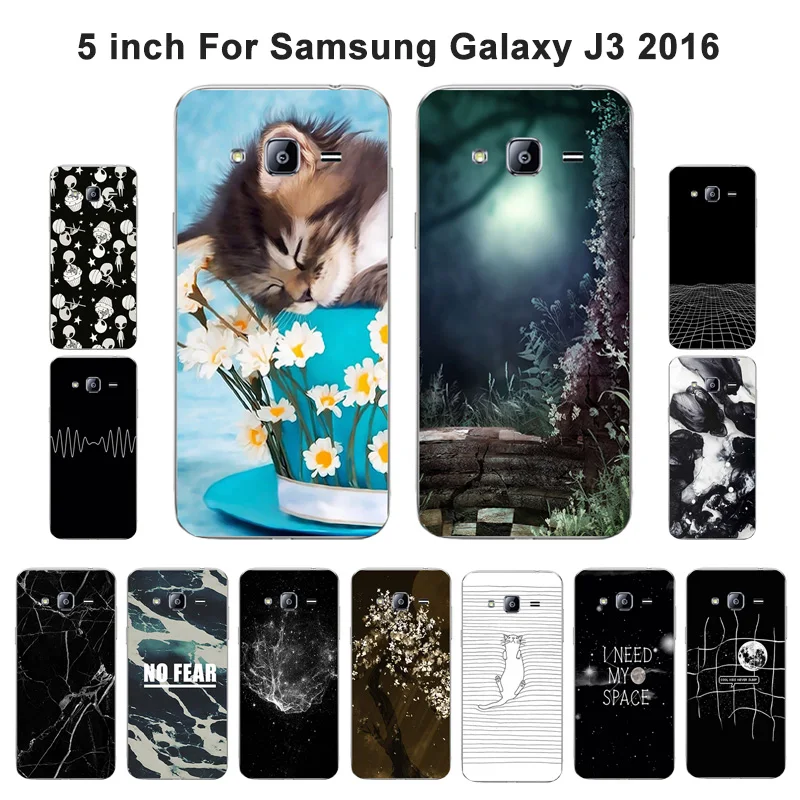 Мягкие чехлы для Samsung Galaxy J3 2016 силиконовые телефонов аэрокосмические окрашенные