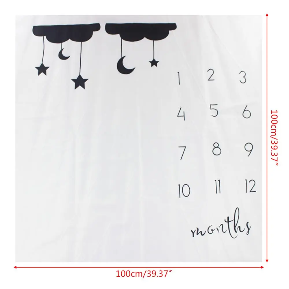 

Newborn Baby Milestone Number Cloud Pattern Mat Blanket Photography Background Backdrop Cloth