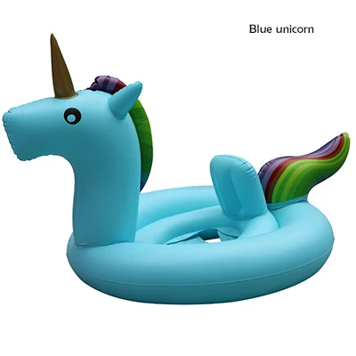 Blue Unicorn Фламинго Единорог форма детские надувной для бассейна детское сиденье Лето воды забавная игрушка Дети Laps плавательный кольцо от 0 до 4 лет - Цвет: Blue Unicorn