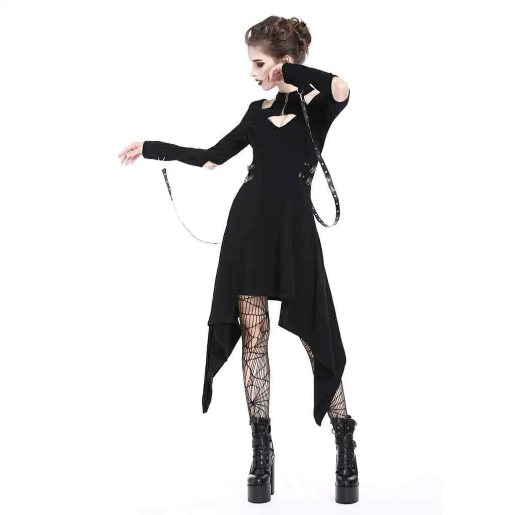 Darkinlove Для женщин Искусственная кожа коротко подстрижены гот платье DW199|Женские