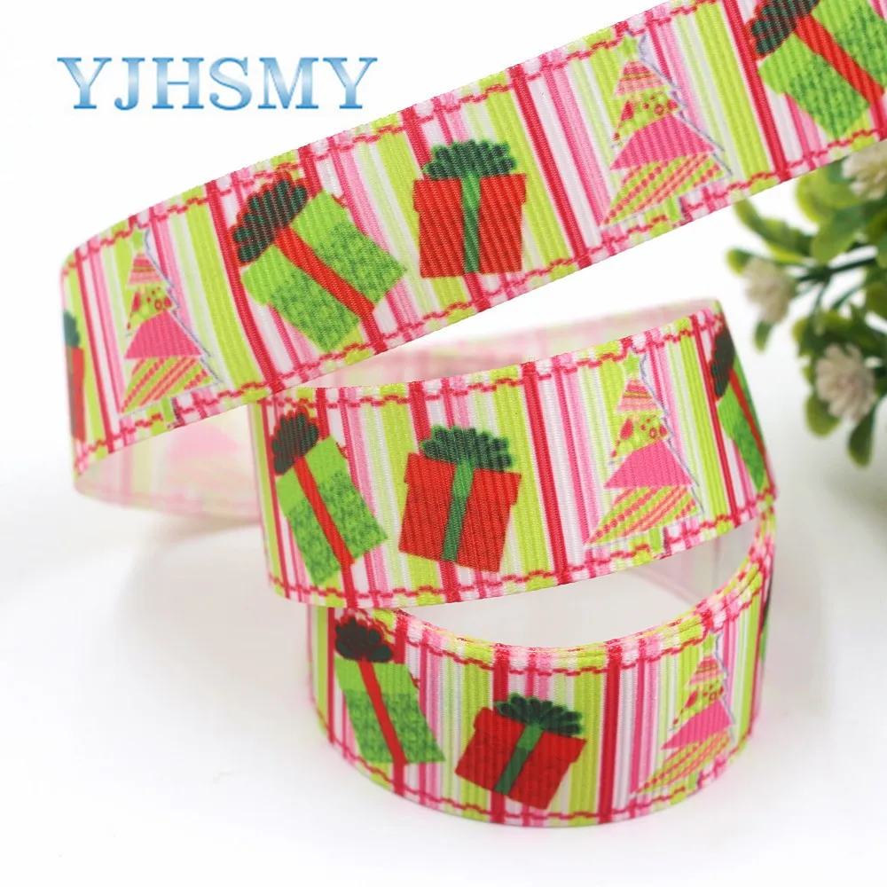 YJHSMY I-19713-7 22 мм 10 ярдов Рождественская серия мультфильм grosgrain ленты лук колпачок