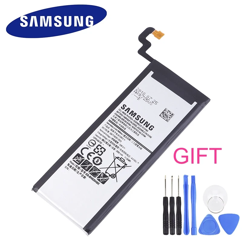 EB-BN920ABE Замена Батарея для samsung Galaxy Note 5 SM-N9208 Note5 N9208 N9200 N920t N920c Аутентичные EB-BN920ABE 3000 мА-ч