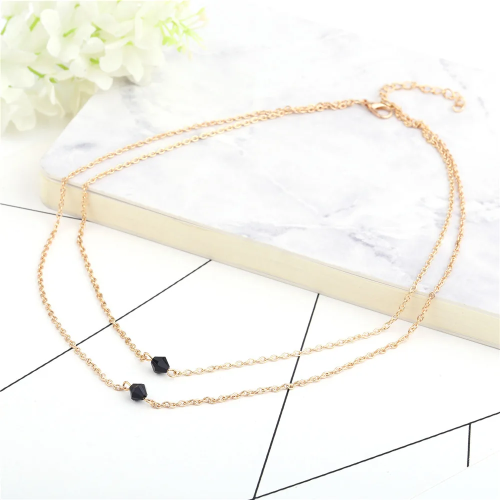 Jewelry Ladies Necklace Double Short Clavicle Chain Barrel Beads Exquisite Alloy | Украшения и аксессуары
