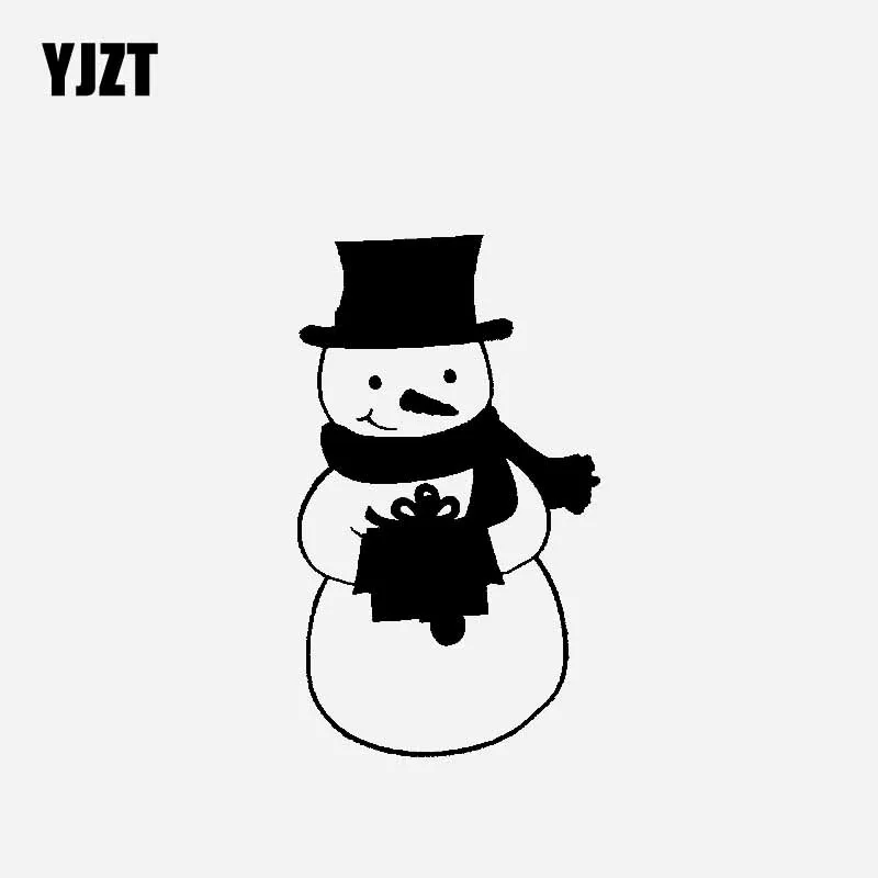 

YJZT 9.1CM*15.6CM Car Sticker Vinyl Decal Christmas Snowman Creative Cartoon Decoration Black/Silver C23-0350