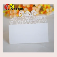 laser cutting newest floral lace design white color free name logo place card seat card for party favor with small pearls