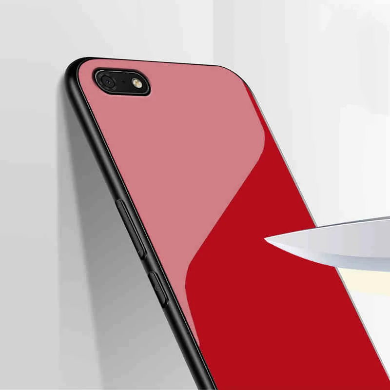 For Huawei Honor 7S Glass Case Luxury Silicone Soft Frame+Glass Back Cover Accessory Honor7S 5.45inch Fundas Coque |
