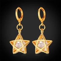 gold star earrings for women vintage gold color new fashion jewelry cubic zirconia crystal bridal earrings e948