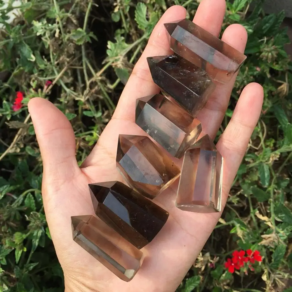 

7pcs twinkling 100% pure natural smoky quartz Crystal gemstone point metaphysicial chakra polished stone as souvenir