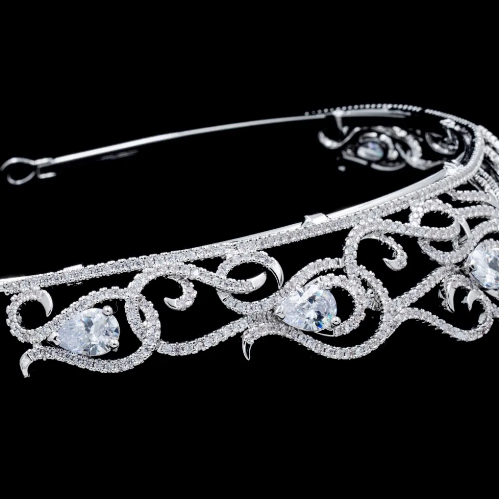 Классический Кубический Цирконий Свадебный бидал диадема для девушки корона